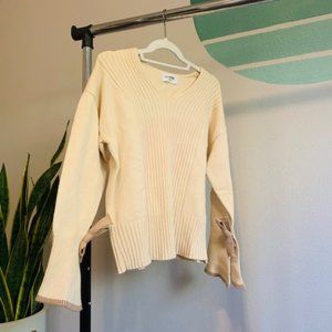 Batwing Cashmere Blend Top V Neck Ivory Ribbon Siz